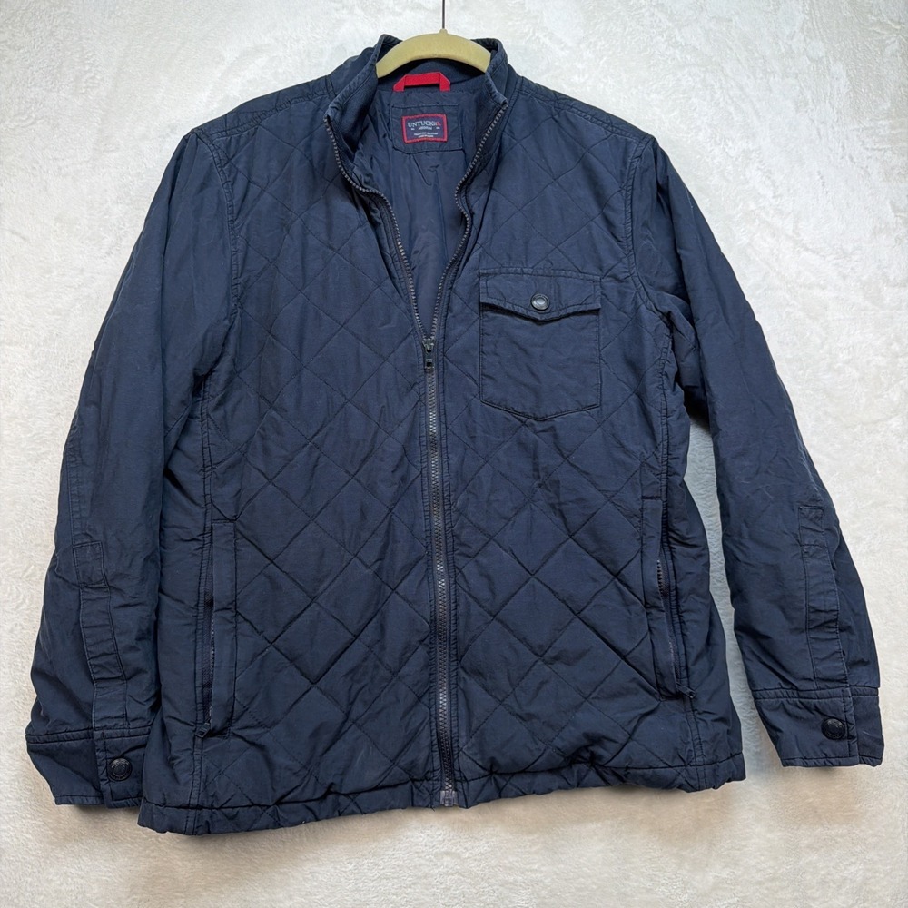 UNTUCKit Marty Quilted Jacket‎ Men's Medium Navy Lightweight Casual Coat